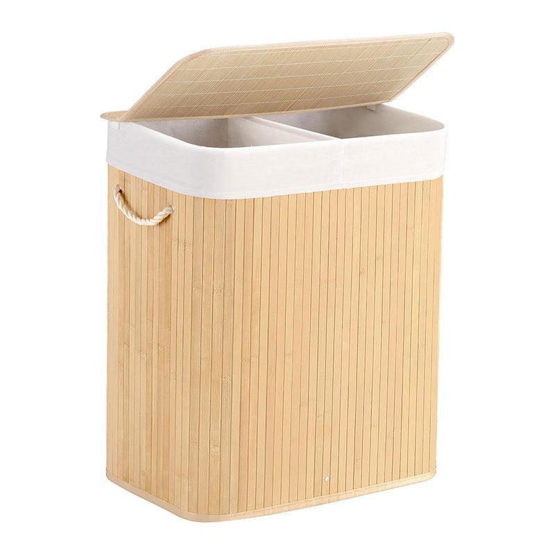 Large Laundry Basket with Two Compartments and Removable Lid | High & Bury
