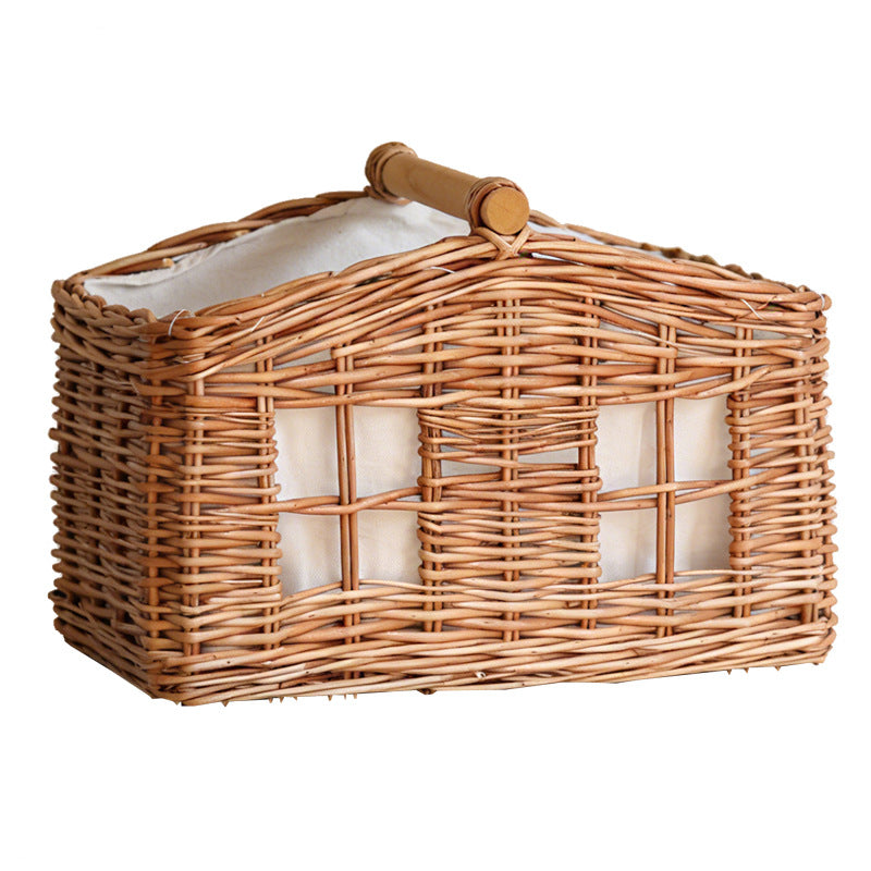 Large Storage Basket with Wooden Handle | High & Bury