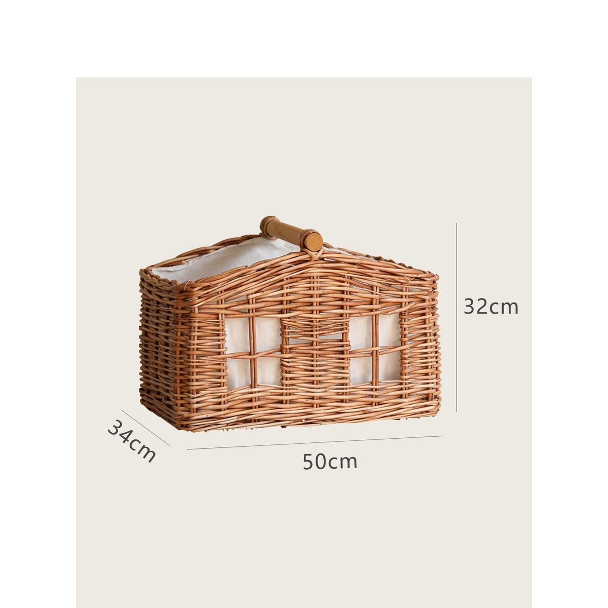 Large Storage Basket with Wooden Handle | High & Bury