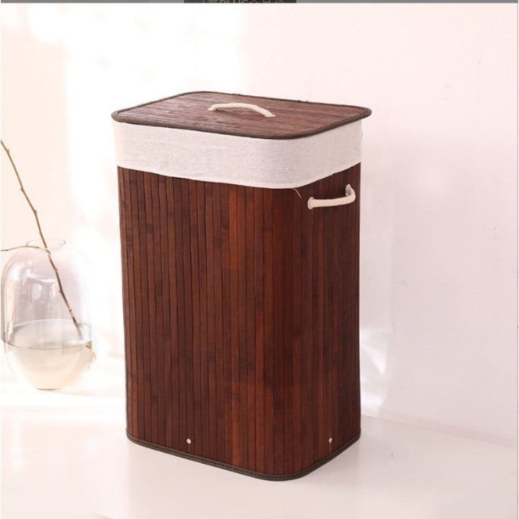 Laundry Basket made of Natural Bamboo Beige Gray | High & Bury