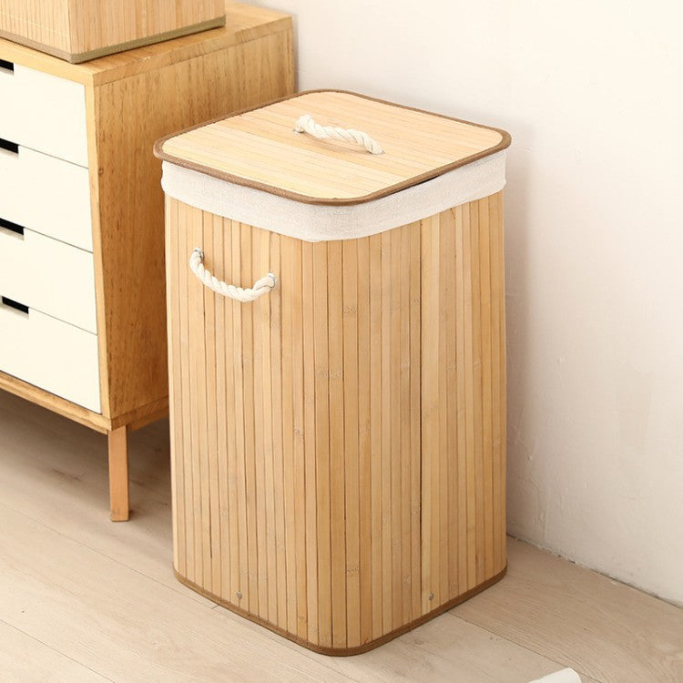 Laundry Basket made of Natural Bamboo Beige Gray | High & Bury