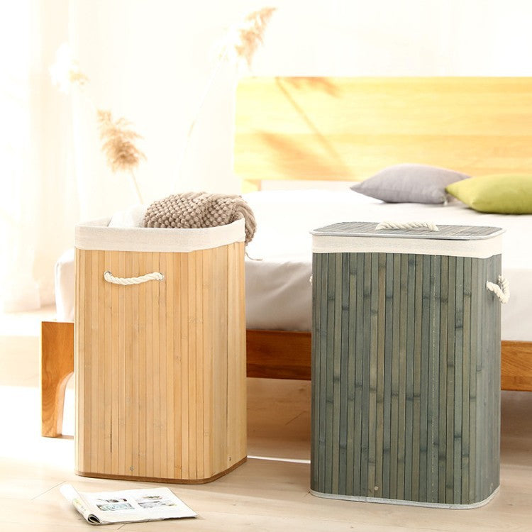 Laundry Basket made of Natural Bamboo Beige Gray | High & Bury