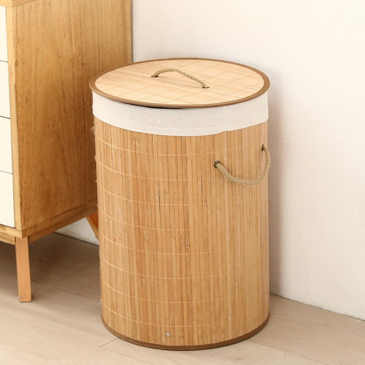Laundry Basket made of Natural Bamboo Beige Gray | High & Bury