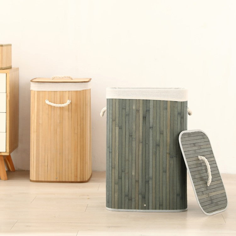 Laundry Basket made of Natural Bamboo Beige Gray | High & Bury
