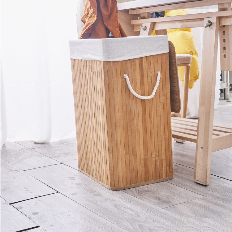 Laundry Basket made of Natural Bamboo with Removable Cover | High & Bury