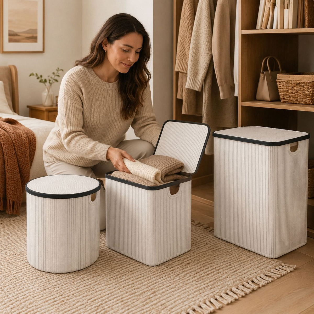 Laundry Basket with Lid and Handles | High & Bury