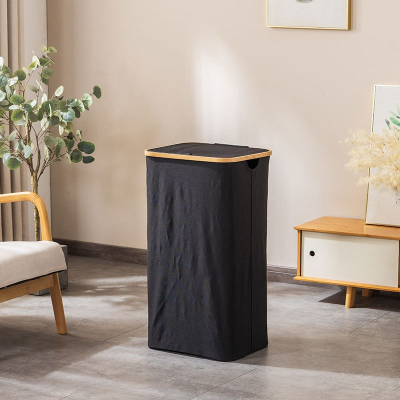 Laundry Basket with Removable Lid and Bamboo Frame | High & Bury