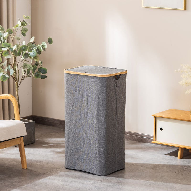 Laundry Basket with Removable Lid and Bamboo Frame | High & Bury