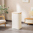 Laundry Basket with Removable Lid and Bamboo Frame | High & Bury