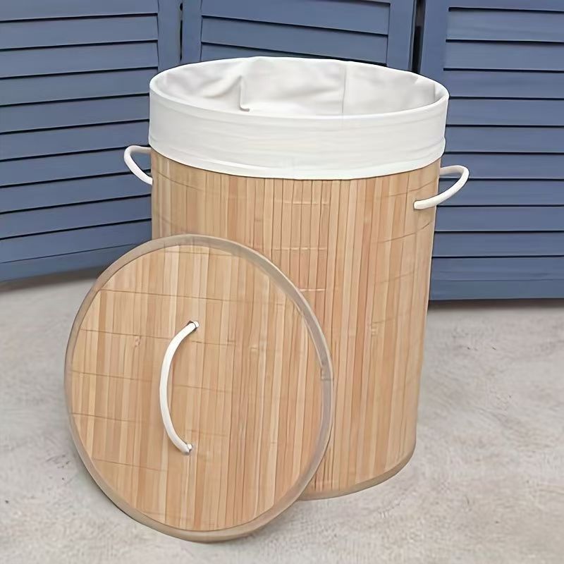 Laundry Basket Woven Natural Fiber Bamboo | High & Bury