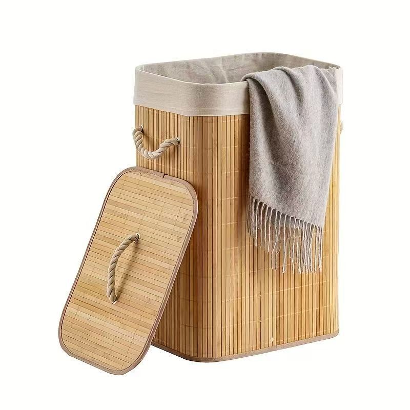 Laundry Basket Woven Natural Fiber Bamboo | High & Bury