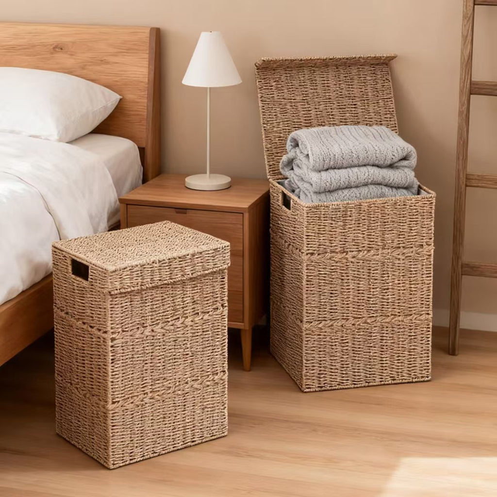 Laundry Basket Woven Natural Fiber Stackable | High & Bury