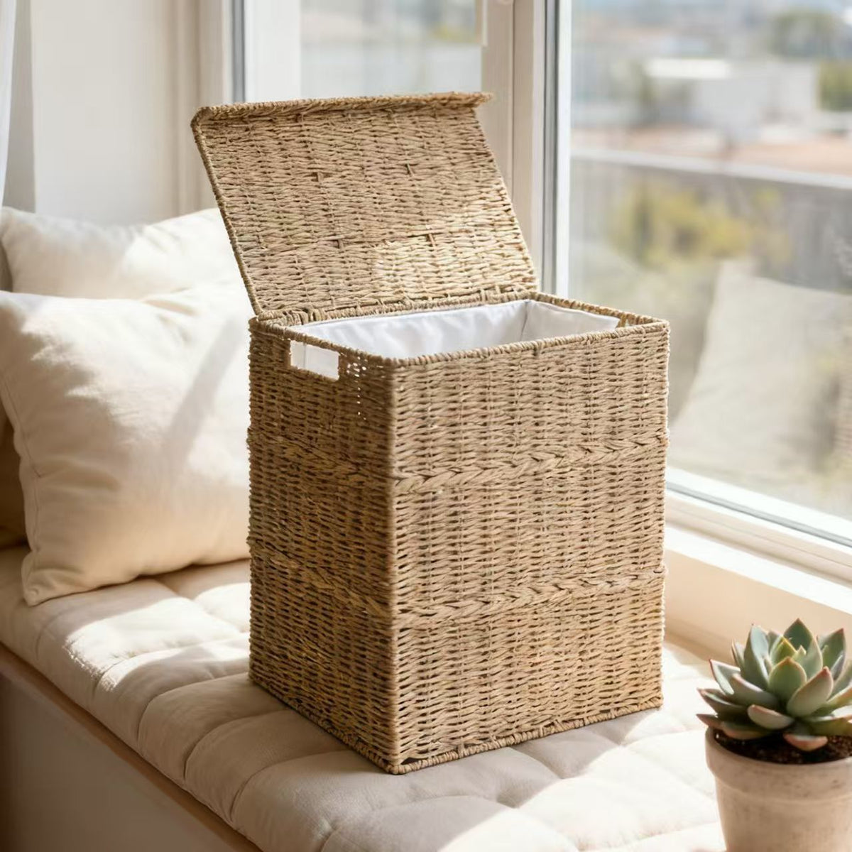 Laundry Basket Woven Natural Fiber Stackable | High & Bury