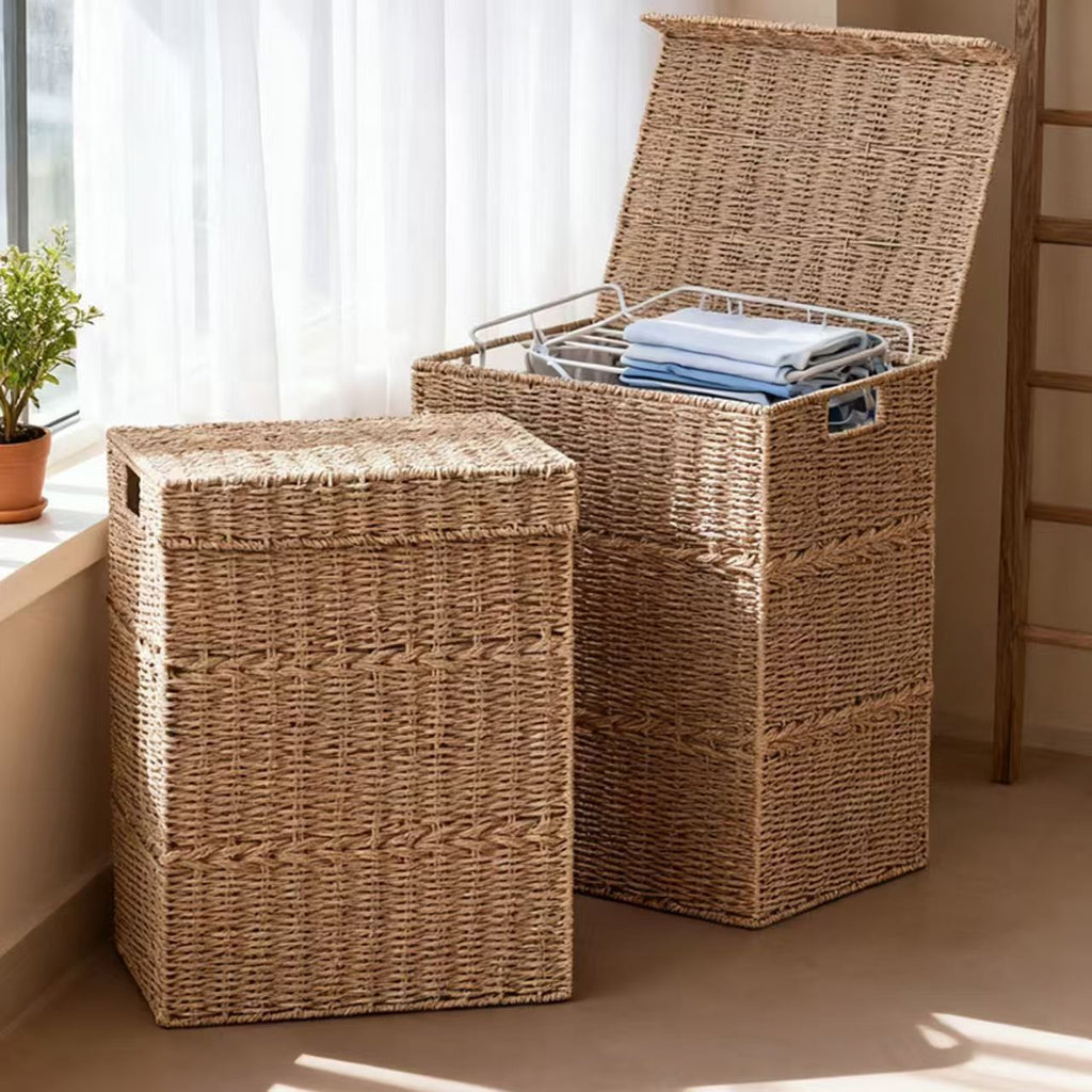 Laundry Basket Woven Natural Fiber Stackable | High & Bury