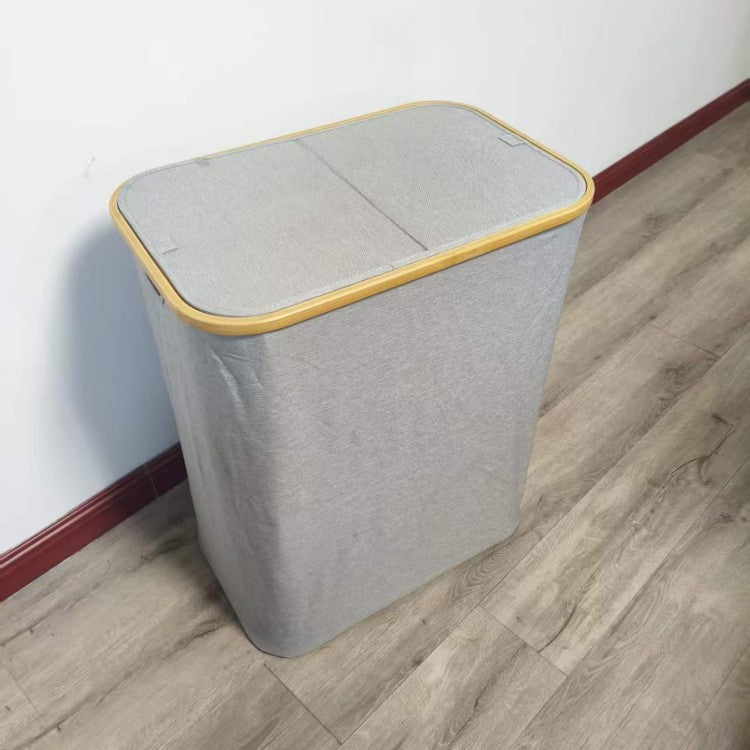Laundry Separation System with Bamboo Lid and Multiple Compartments | High & Bury