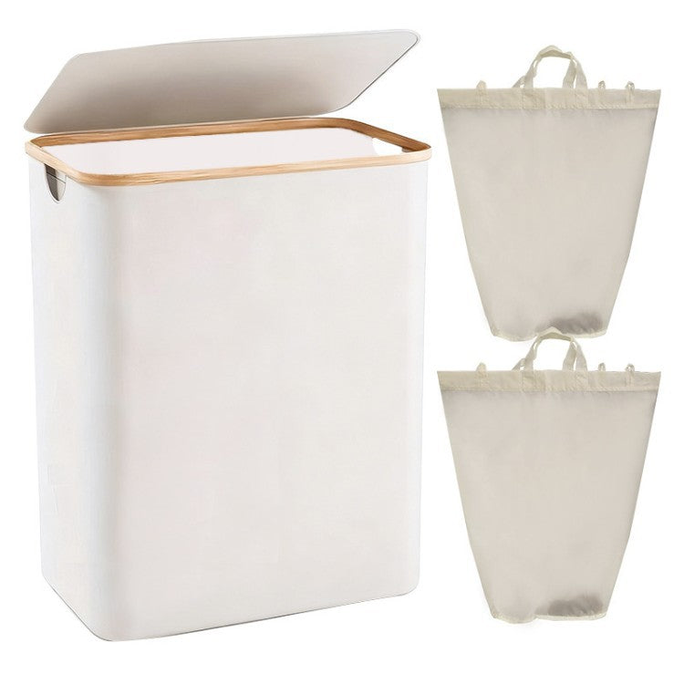 Laundry Separation System with Bamboo Lid and Multiple Compartments | High & Bury