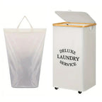 Laundry Separation System with Bamboo Lid and Multiple Compartments | High & Bury