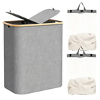 Laundry Separation System with Bamboo Lid and Multiple Compartments | High & Bury