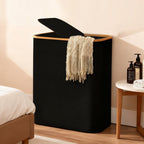 Laundry Separation System with Bamboo Lid and Multiple Compartments | High & Bury