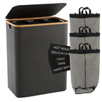 Laundry Separation System with Bamboo Lid and Multiple Compartments | High & Bury