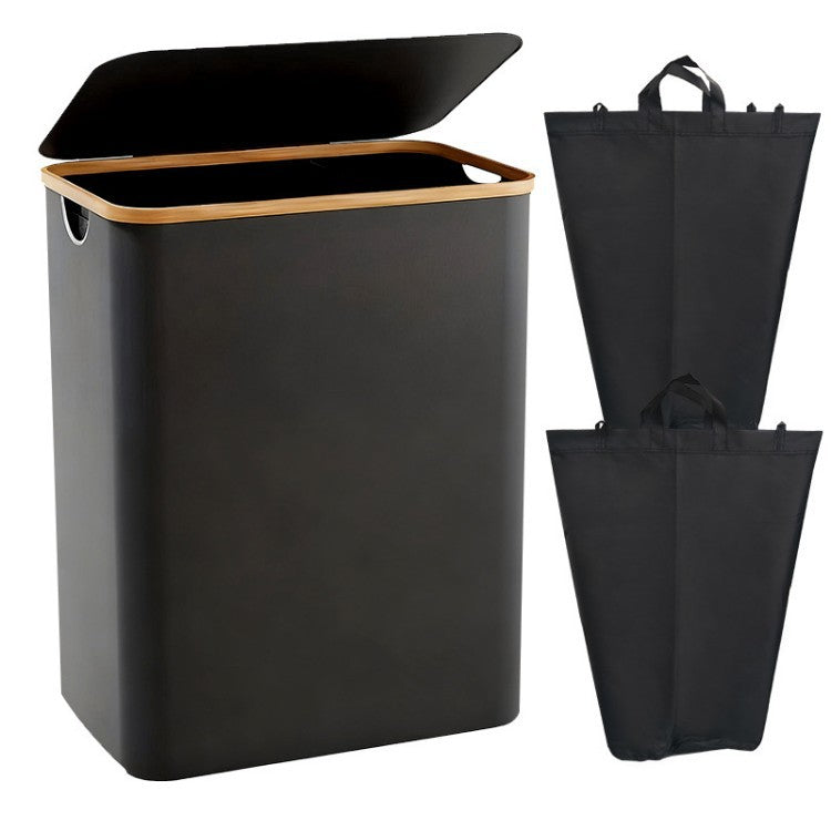 Laundry Separation System with Bamboo Lid and Multiple Compartments | High & Bury
