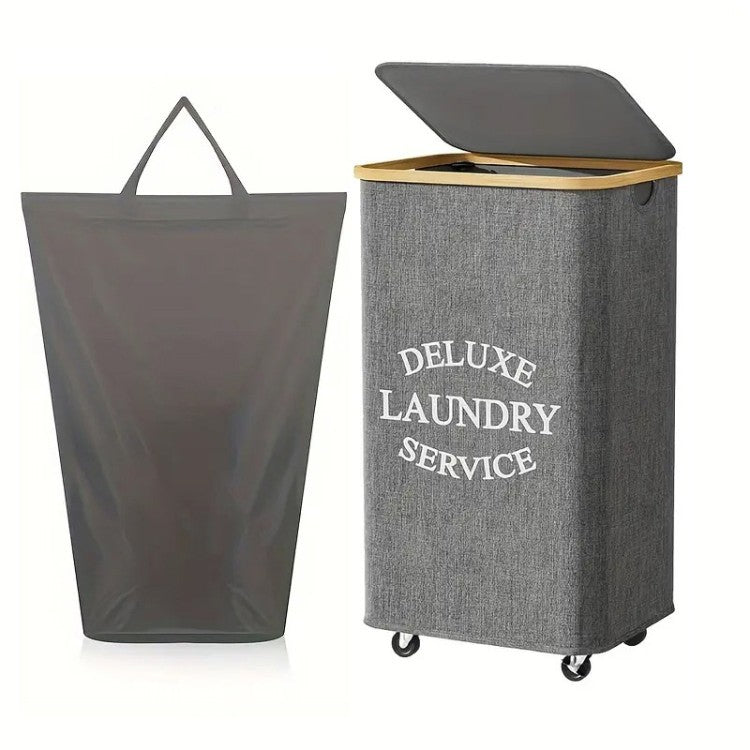Laundry Separation System with Bamboo Lid and Multiple Compartments | High & Bury