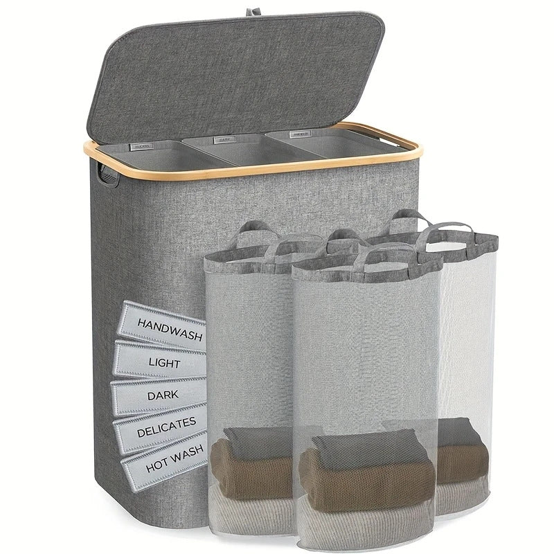 Laundry Separation System with Bamboo Lid | High & Bury