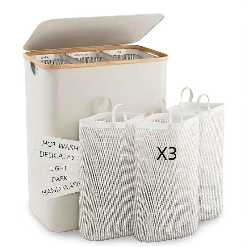Laundry Separation System with Bamboo Lid | High & Bury