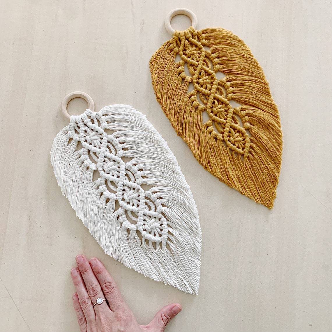 Leaf Shaped Macrame Wall Decor | High & Bury
