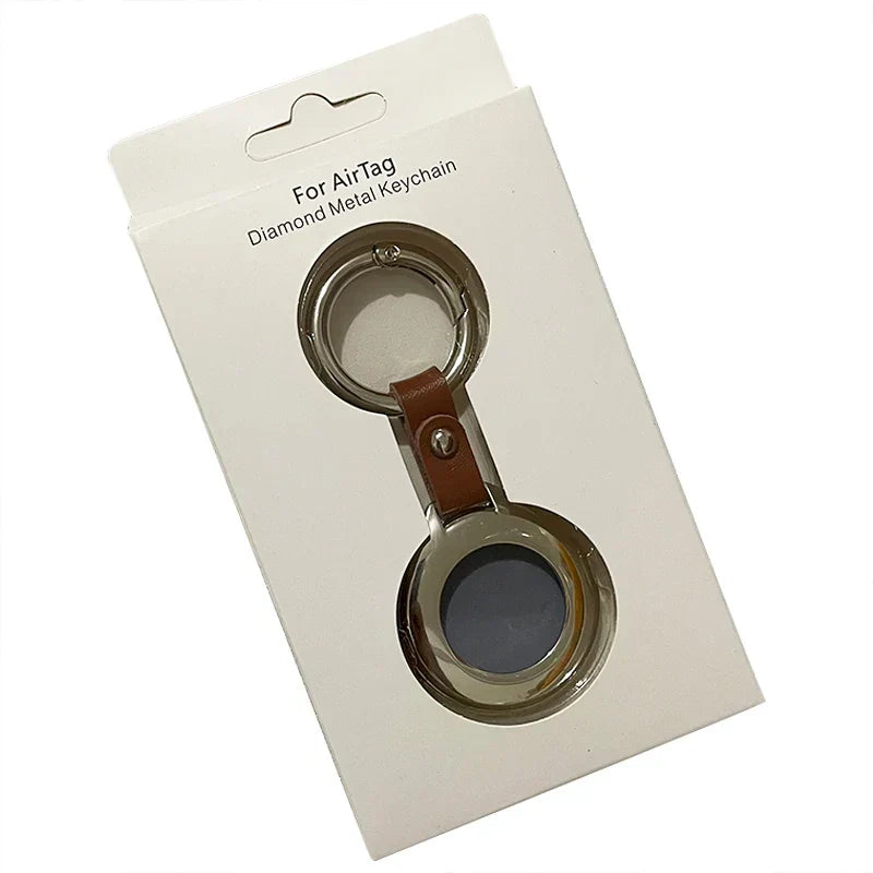 Leather and Metal AirTag Protective Case with Soft Leather Lining, view 8