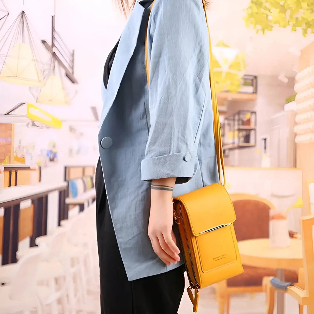 Leather Women's Shoulder Bag with RFID Blocking and Touchscreen Pocket, view 3