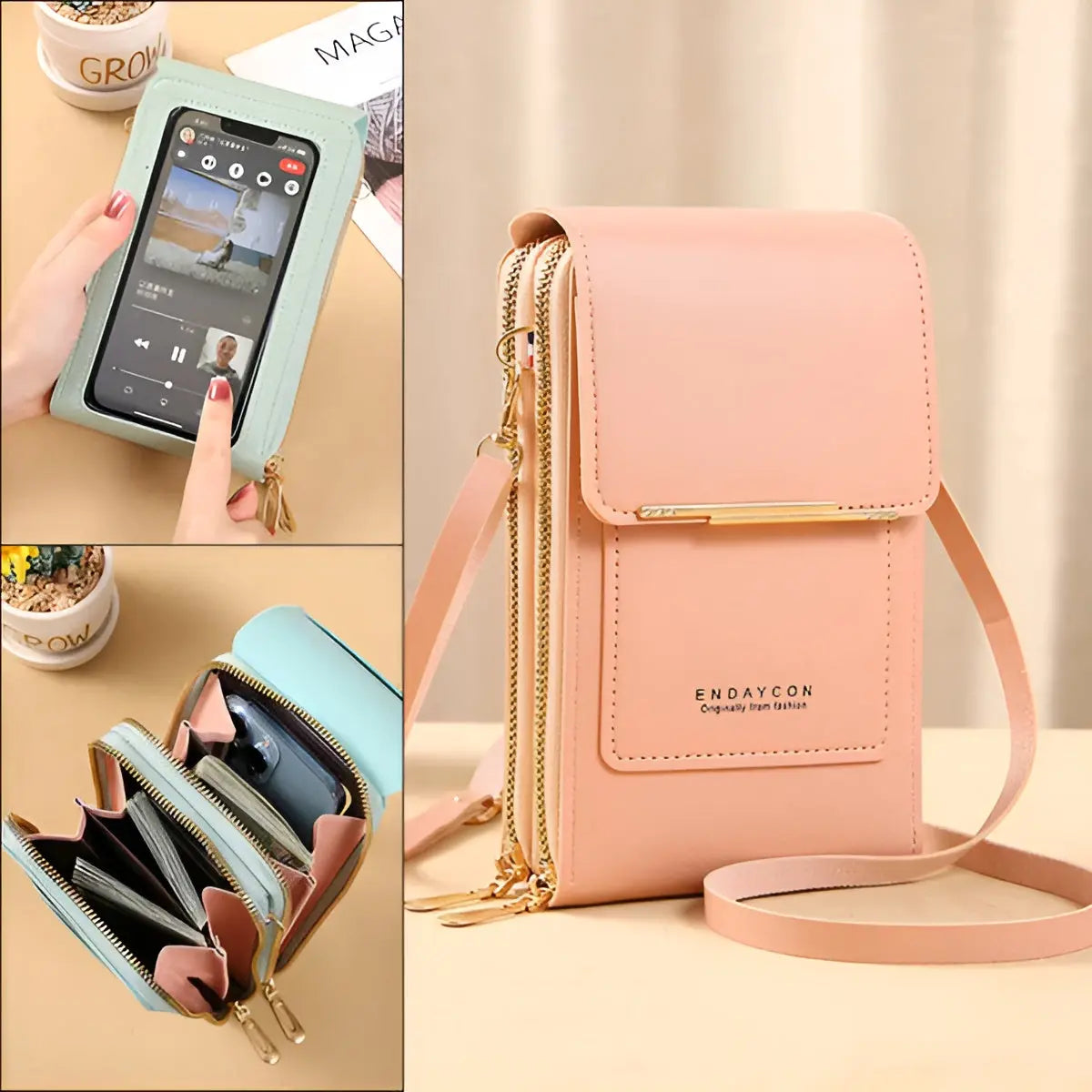 Leather Women's Shoulder Bag with RFID Blocking and Touchscreen Pocket, view 5