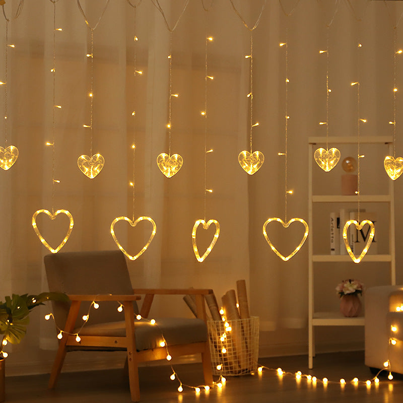 LED Acrylic Hanging Christmas Curtain Light Set with Reindeer Tree Bell and Star Ornaments | High & Bury