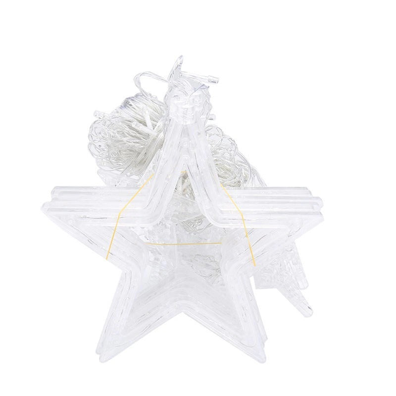 LED Acrylic Hanging Christmas Curtain Light Set with Reindeer Tree Bell and Star Ornaments | High & Bury