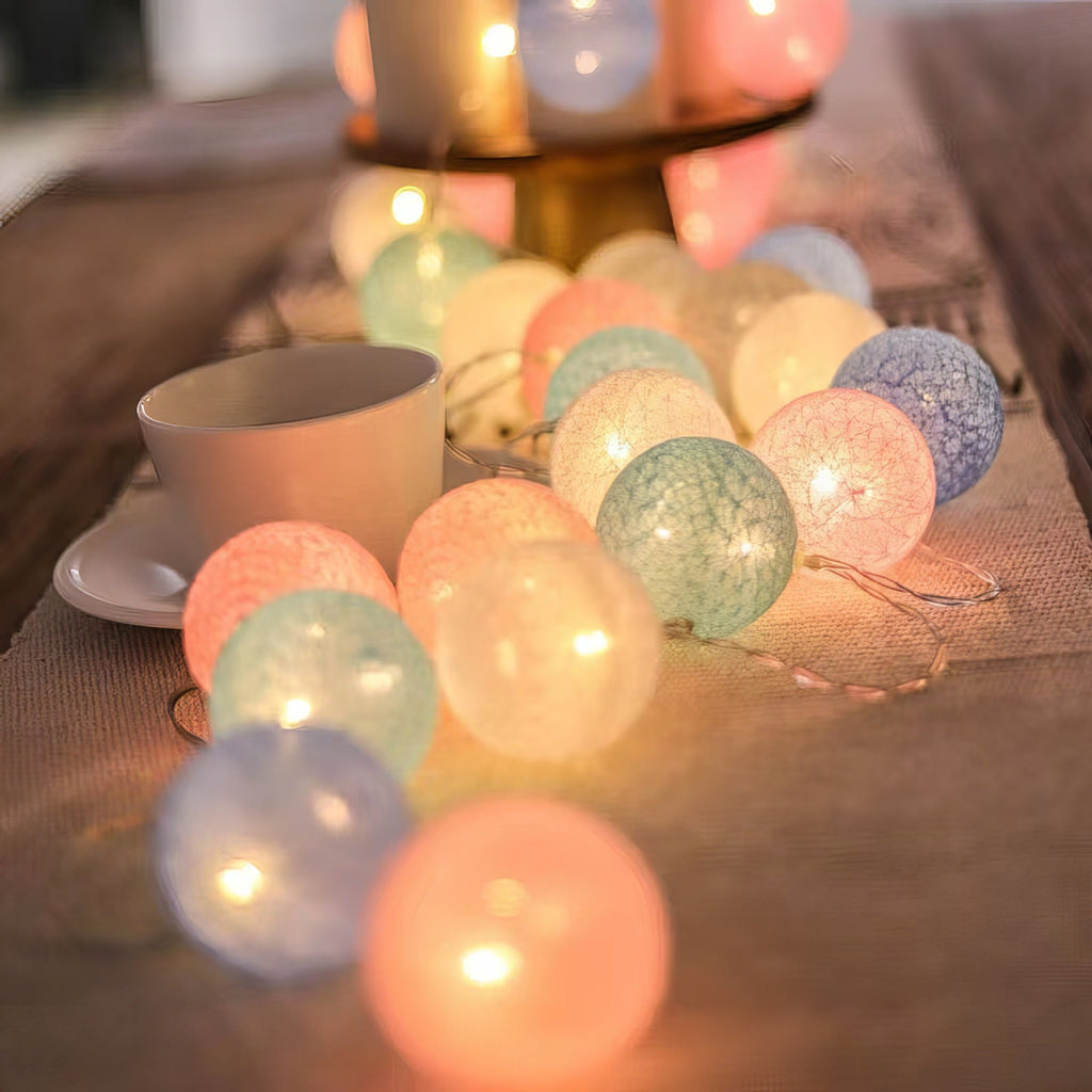LED Cotton Ball String Lights Decorative Indoor Fairy Lanterns | High & Bury