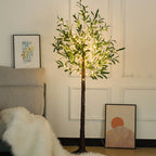 LED-Lit Artificial Olive Tree Floor Lamp | High & Bury