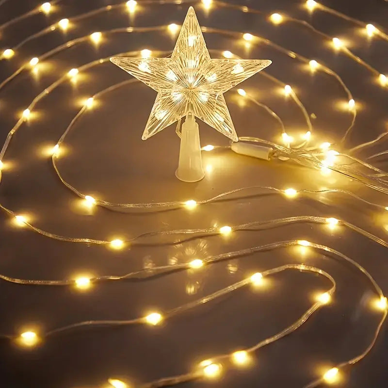 LED-Lit Pre-Installed Artificial Christmas Tree with Cascading Star Topper and Ornament-Ready Branches | High & Bury