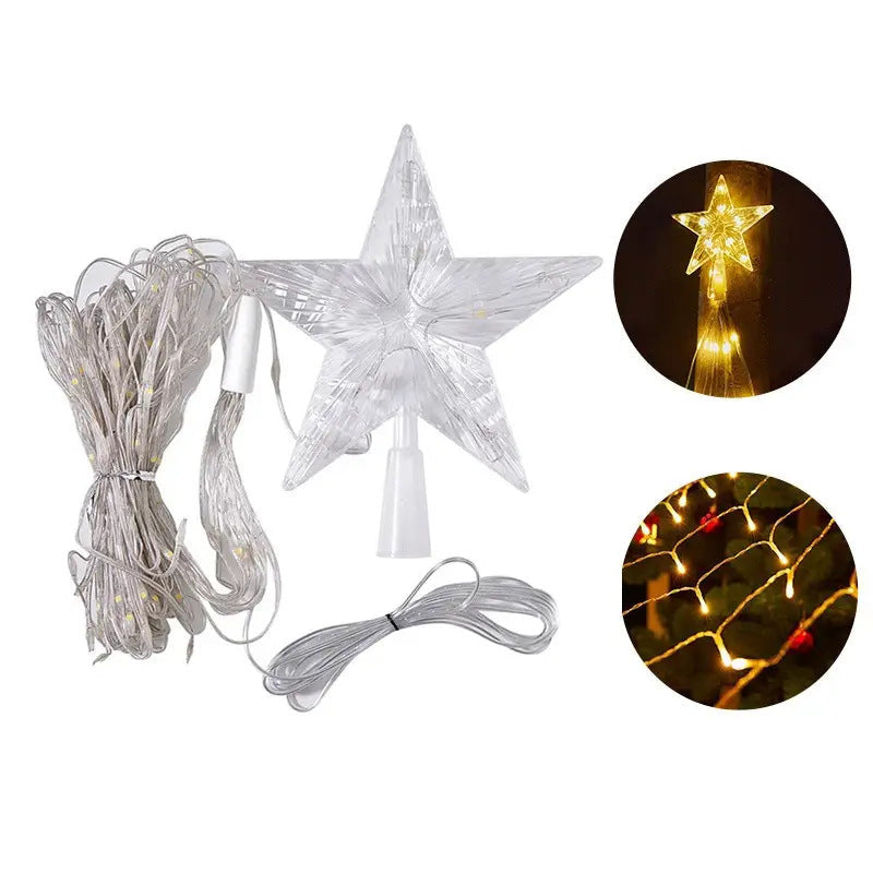 LED-Lit Pre-Installed Artificial Christmas Tree with Cascading Star Topper and Ornament-Ready Branches | High & Bury