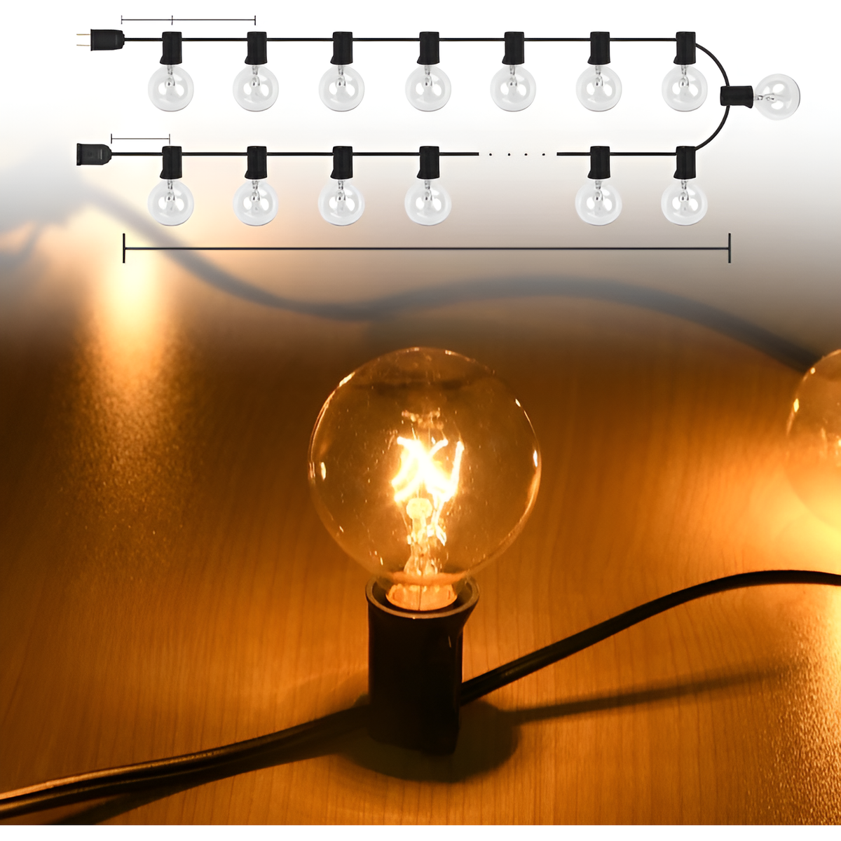 LED String Lights, Warm White, 15 m or 30 m, Ball Shape, 220 V, view 2