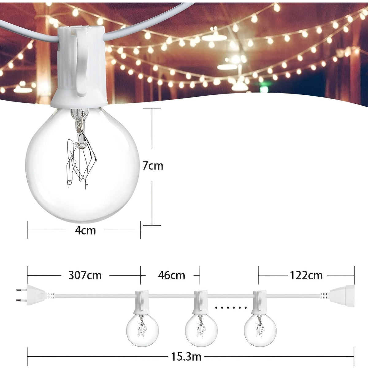 LED String Lights, Warm White, 15 m or 30 m, Ball Shape, 220 V, view 7