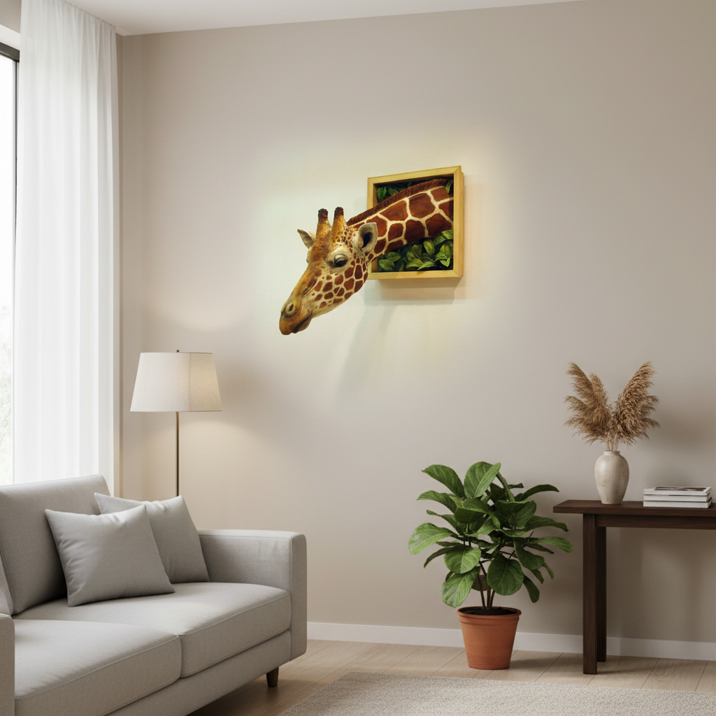 Lifesize 3D Giraffe Head Wall Decoration Sculpture, 21 cm x 15 cm x 25 cm, view 3
