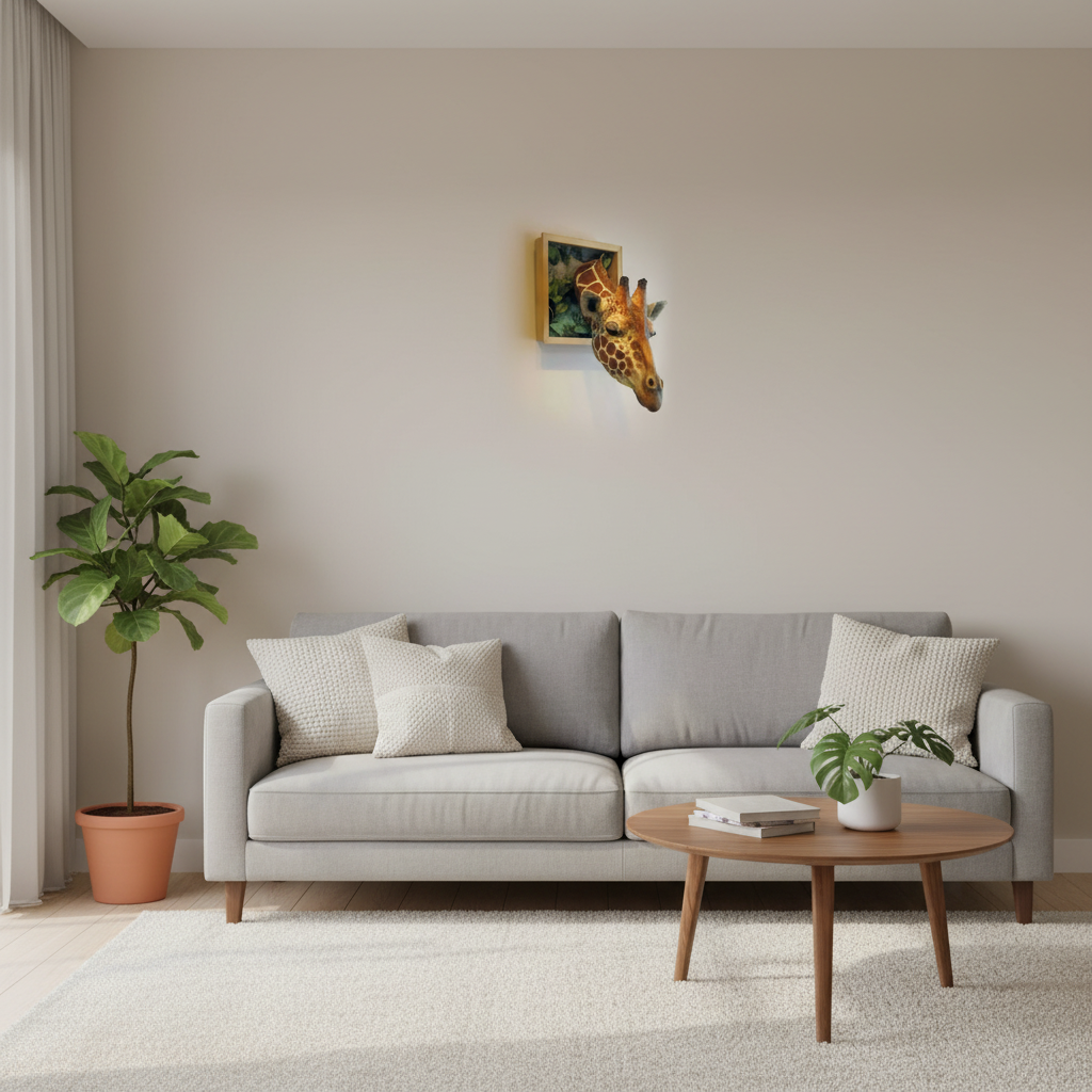 Lifesize 3D Giraffe Head Wall Decoration Sculpture, 21 cm x 15 cm x 25 cm, view 5