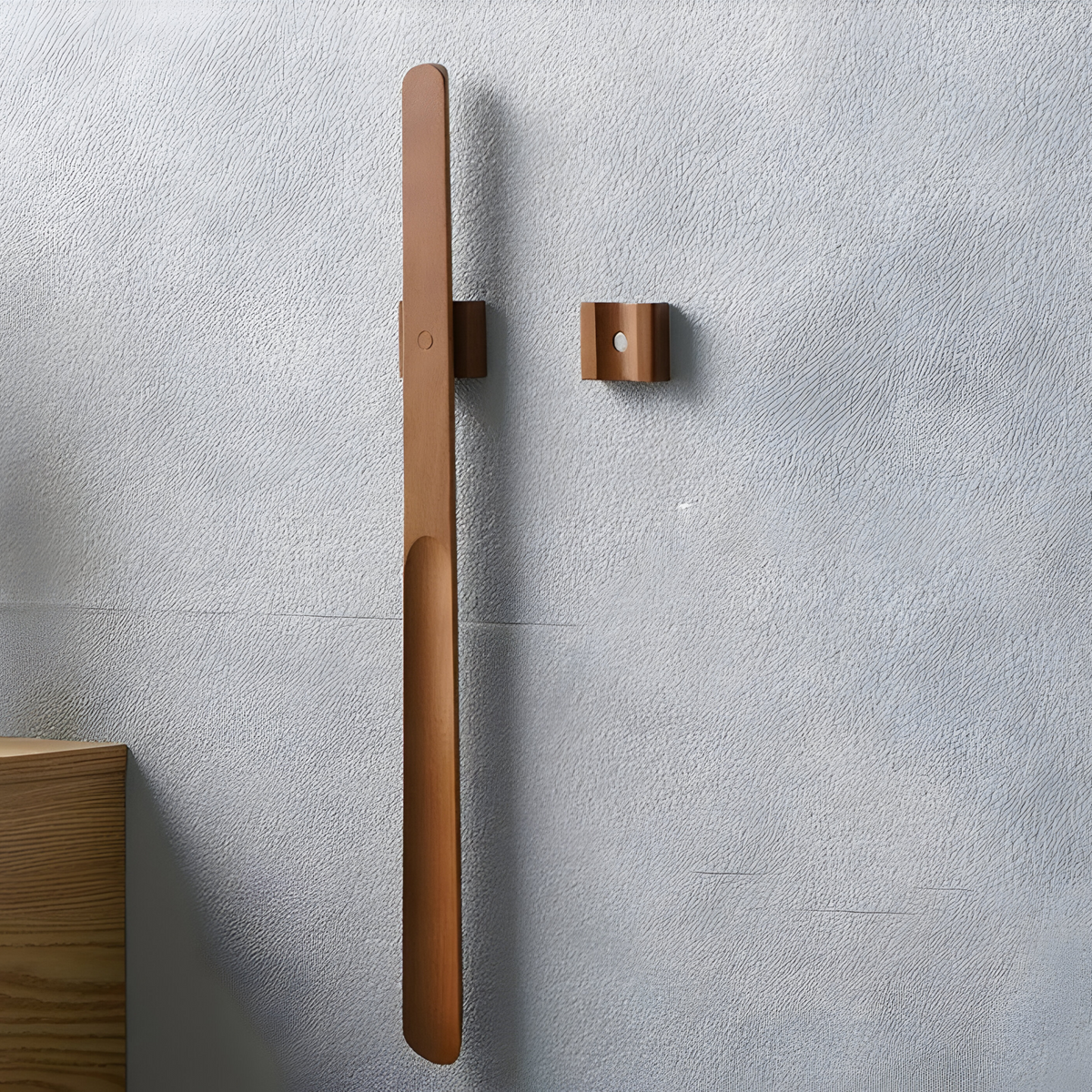 Long-Handled Magnetic Wooden Shoe Horn, 55 cm, Integrated Magnet in Handle, view 5