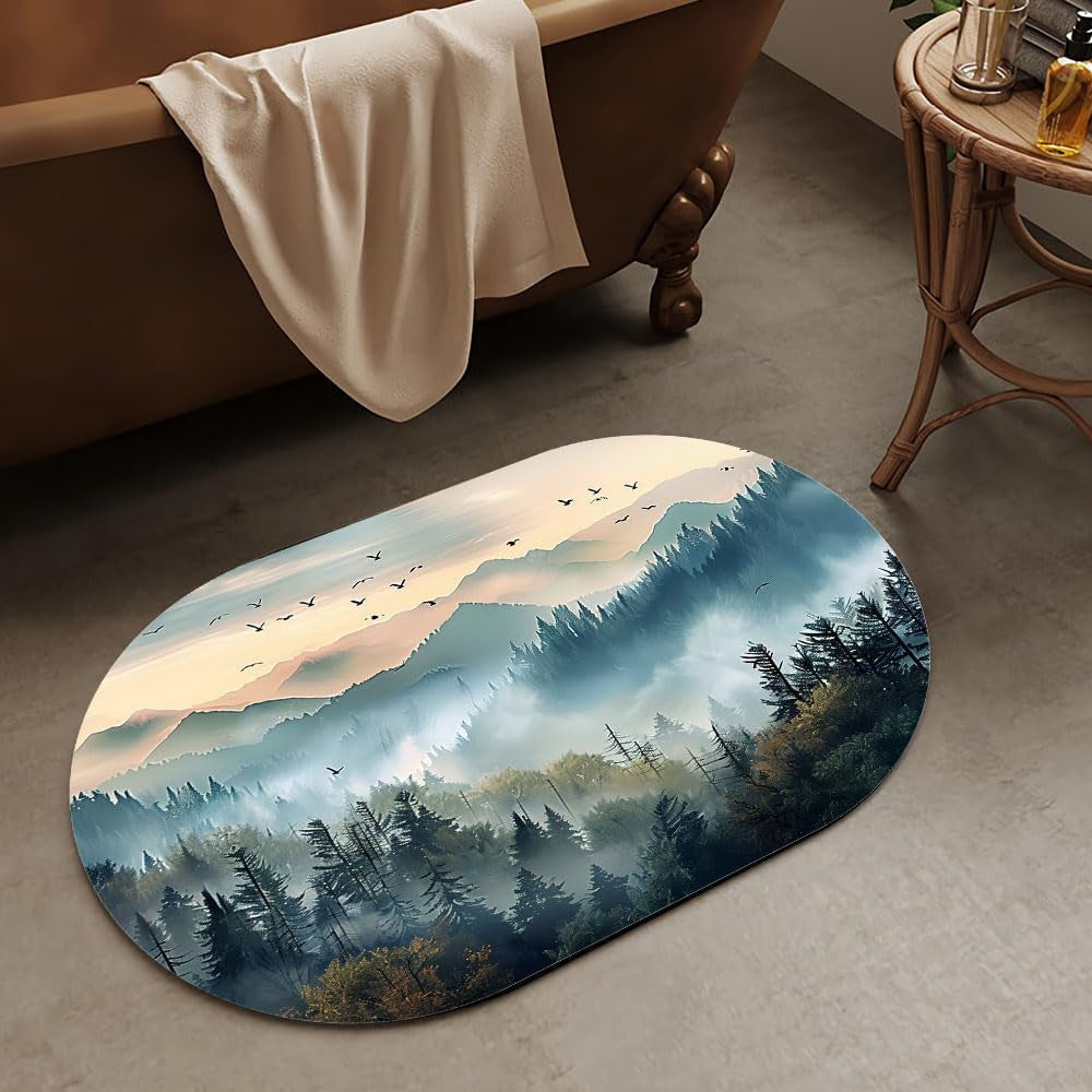Luxurious Abstract Marble Design Bath Mat | High & Bury