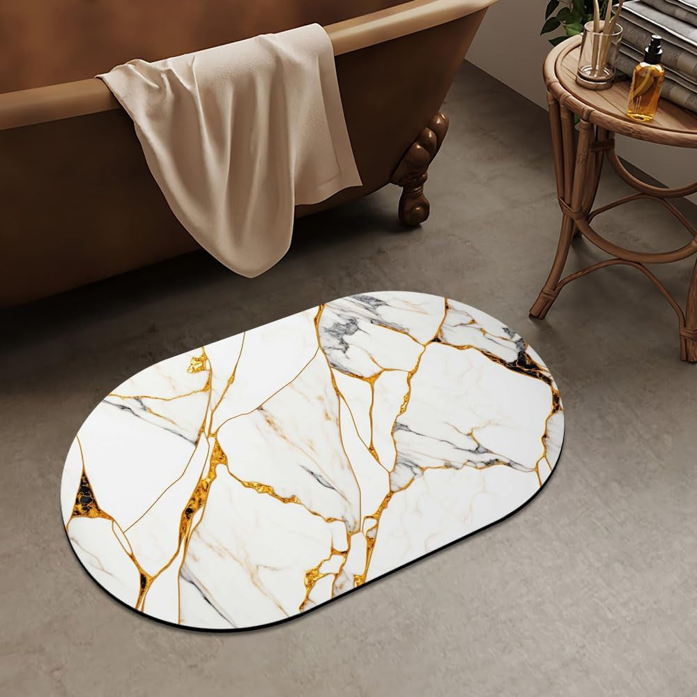 Luxurious Abstract Marble Design Bath Mat | High & Bury