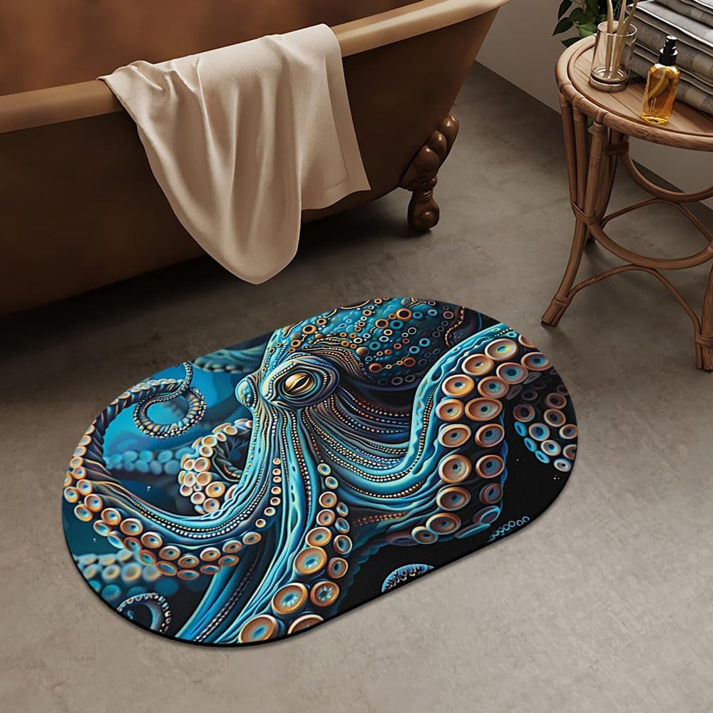 Luxurious Abstract Marble Design Bath Mat | High & Bury