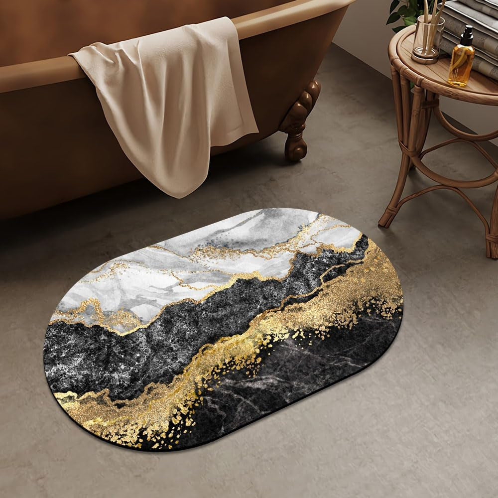 Luxurious Abstract Marble Design Bath Mat | High & Bury