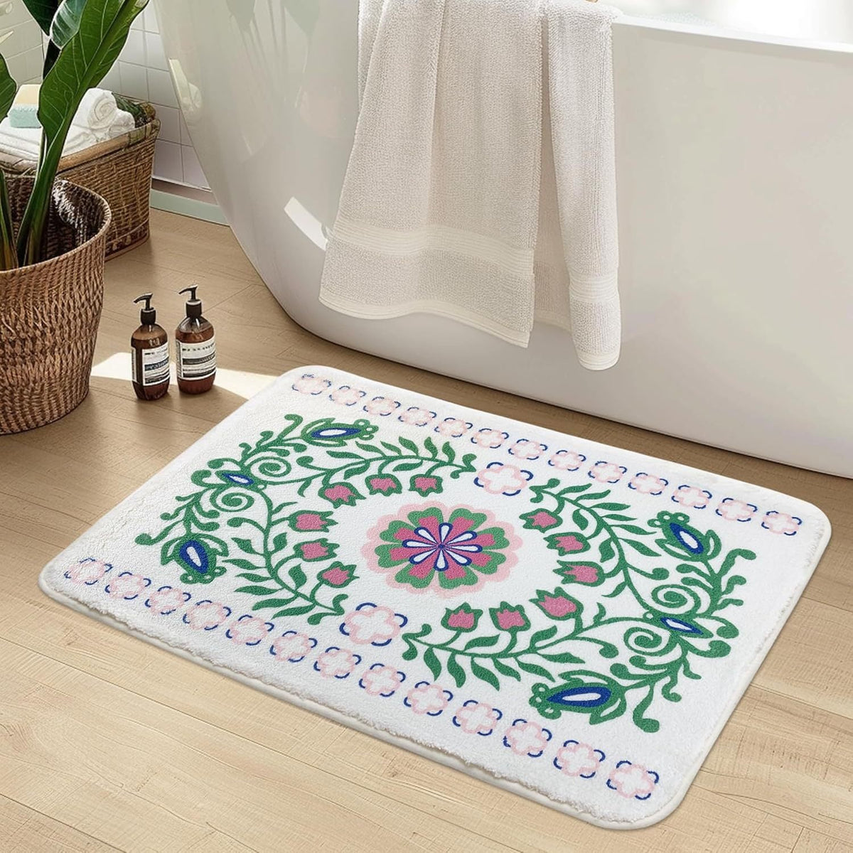 Luxurious Floral Design Bath Mat | High & Bury