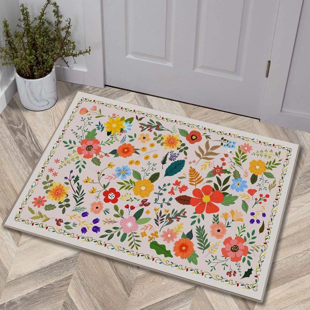 Luxurious Floral Design Bath Mat | High & Bury