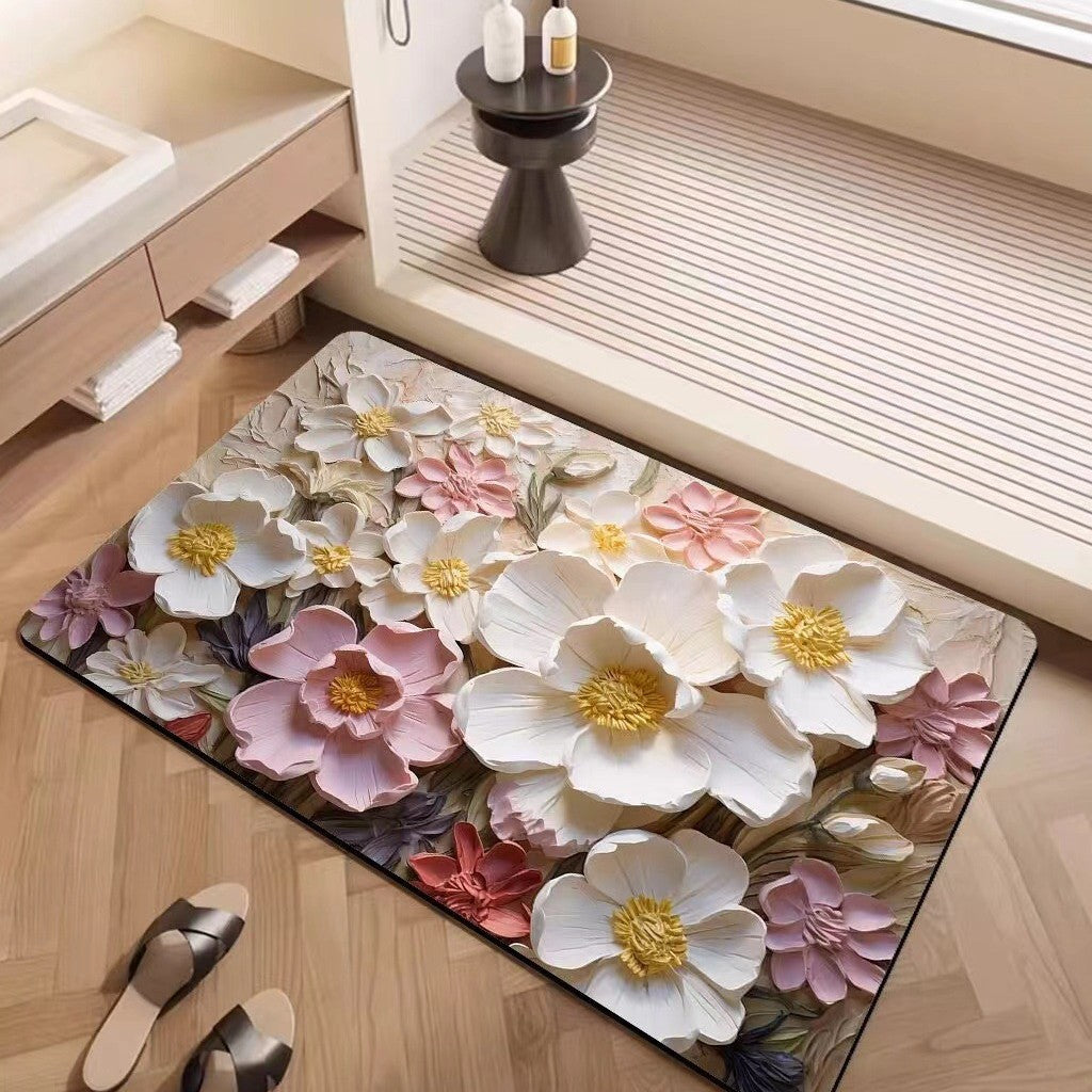 Luxury Textured Floral Bath Mat | High & Bury